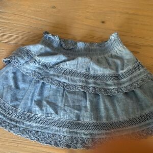 Katie J NYC Light Blue Tiered Lace-Trim Skirt